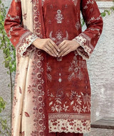 Red Embroidered Unstitched Suit Design