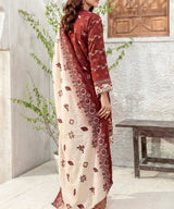 Red Unstitched Embroidered Suit Back Design