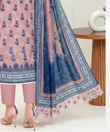 Rose Gold Unstitched 3PC Suit Printed Dupatta Design