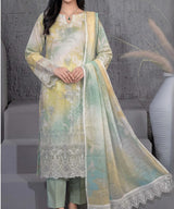 Sage Green Embroidered Unstitched Suit Embroidery Detail