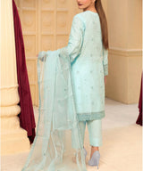 Sky Blue Embroidered Unstitched Suit Back Design Sky Blue Embroidered Unstitched Suit Back Design