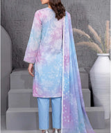 Sky Blue Embroidered Unstitched Suit Back Design