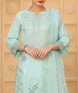 Sky Blue Embroidered Unstitched Suit Embroidery Detail 2