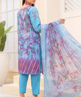 Sky Blue Unstitched 3PC Suit Dupatta Pattern Detail