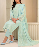 Sky Blue Embroidered 3Piece Suit Full View 2