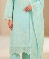 Sky Blue Embroidered 3Piece Suit Full View 3