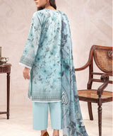 Sky Blue Embroidered Unstitched Suit Back Design