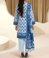 Sky Blue Unstitched 3PC Suit Shirt Back View