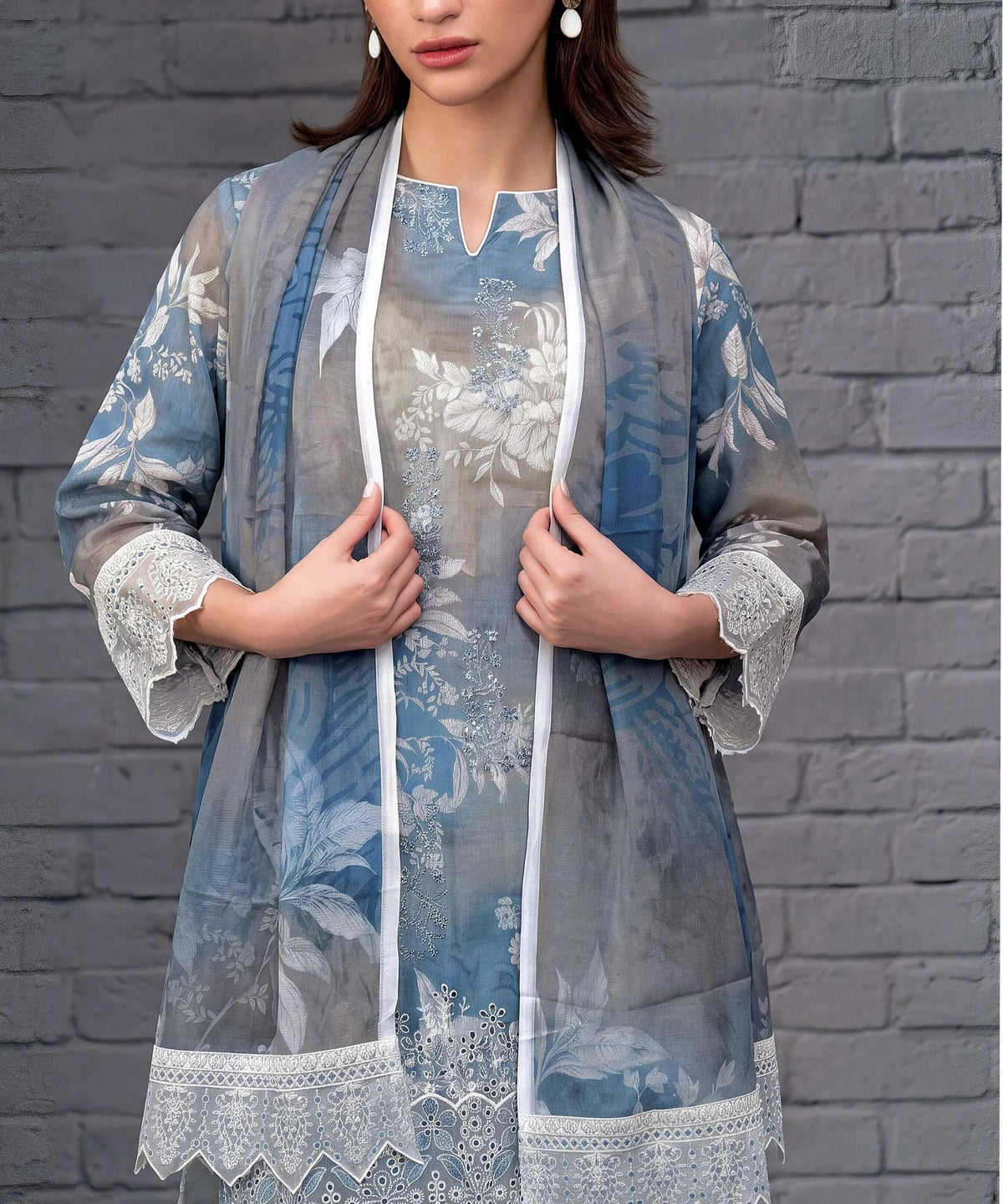 Slate Blue Unstitched Premium Fabric Texture