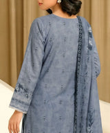 Steel Blue Embroidered Unstitched Suit Back Design