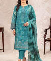 Teal Embroidered 3Piece Suit Full View 