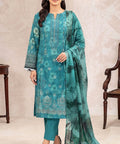 Teal Embroidered 3Piece Suit Full View 