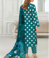 Teal Embroidered Unstitched Suit Back Design