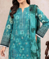 Teal Embroidered Unstitched Suit Embroidery Detail