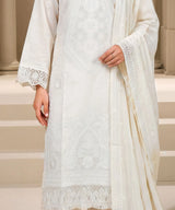 White Embroidered Unstitched 3PC Suit