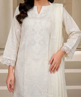 White Embroidered Unstitched 3PC Suit