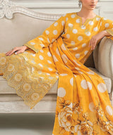 Yellow Embroidered Unstitched 3PC Suit