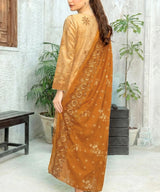 Yellow Unstitched Embroidered Suit Back Design