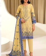 Yellow Embroidered 3Piece Suit Full View