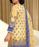 Yellow Embroidered Unstitched Suit Back Design