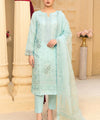 Zenia Sky Blue Embroidered 3Piece Suit Full View